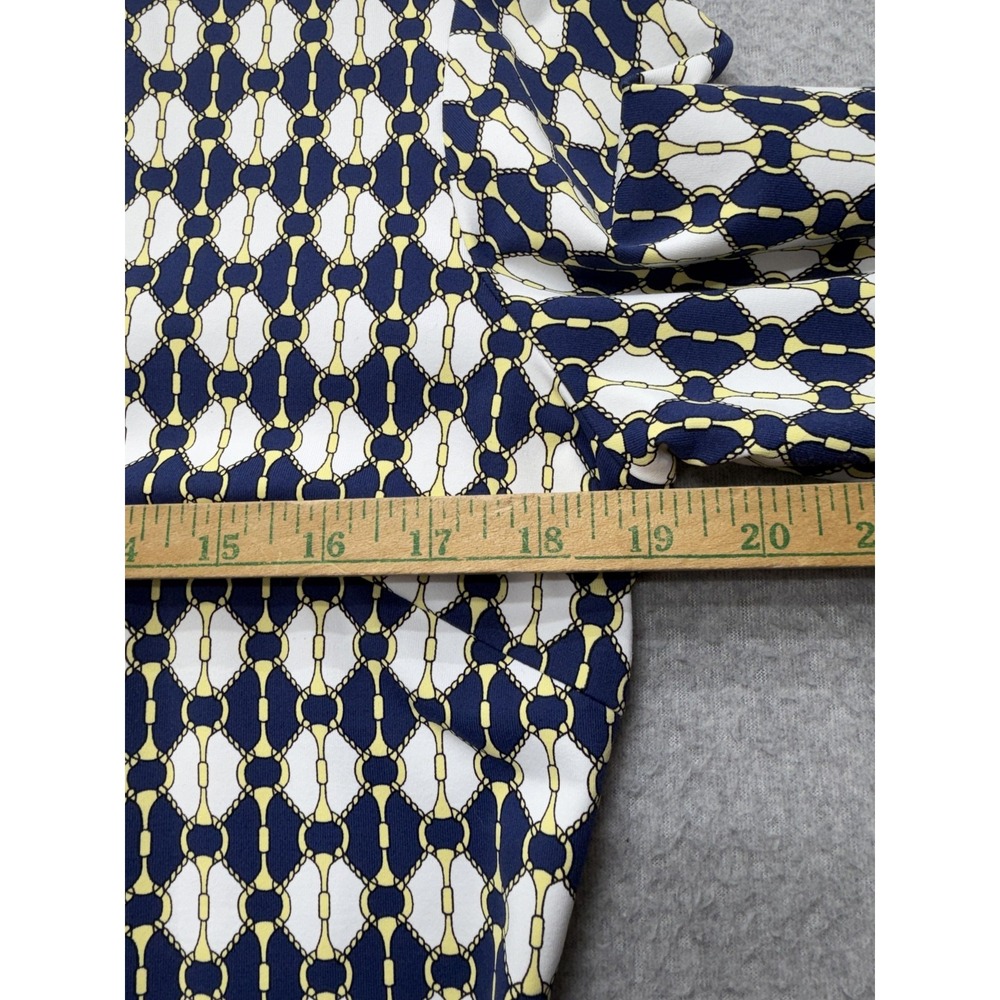 J McLaughlin Shirt Womens Medium Blue Geometric Print Long Sleeve Jersey Polo - Picture 8 of 13